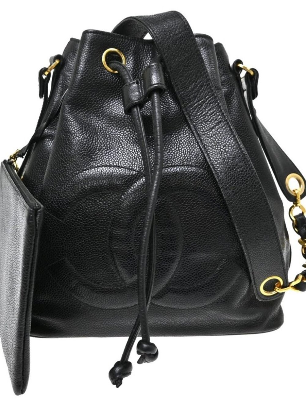 Chanel Black Calfskin Drawstring Shoulder Bag